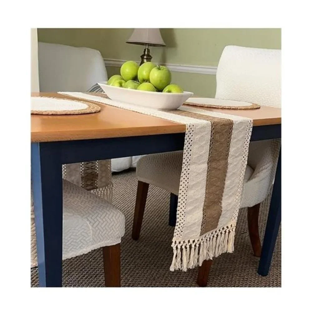 Farmhouse Table Runner Rustic Bohemian Boho Cottage Decor Long Decorative Cloth